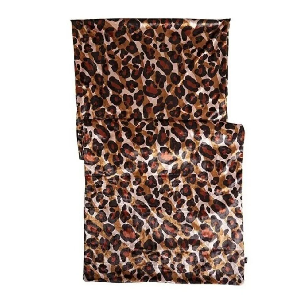 ECHO NEW YORK leopard animal print velvet tubular women's scarf wrap - BROWN